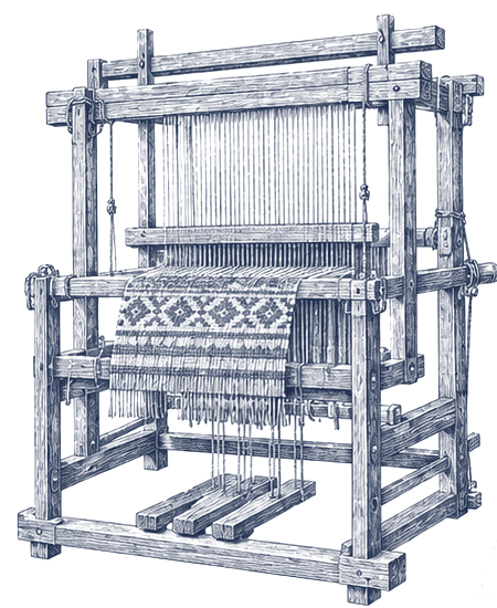 Wooden loom, engraved